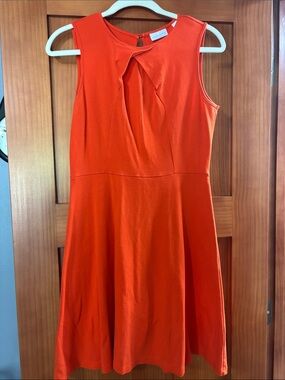 New York & Company Bright Orange Sleeveless Twist-Front Mini Dress
